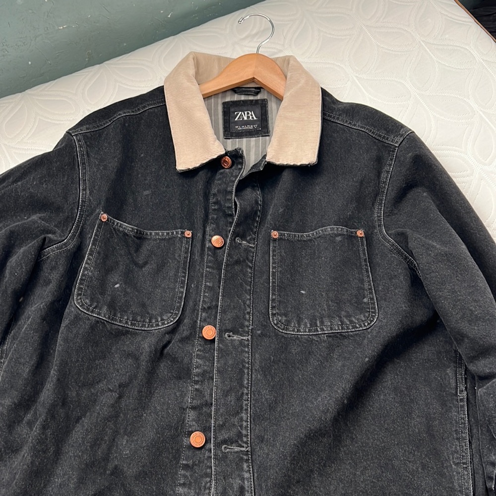 Zara mens oversized denim jacket